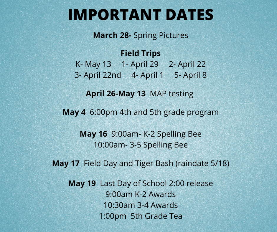 Important Dates for the end of the year